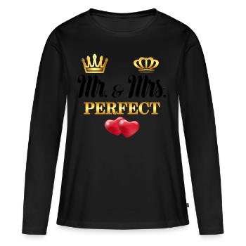 Mr & Mrs Perfect - Women's Premium Organic Long Sleeve Shirt - black - Front - Julia (174cm)