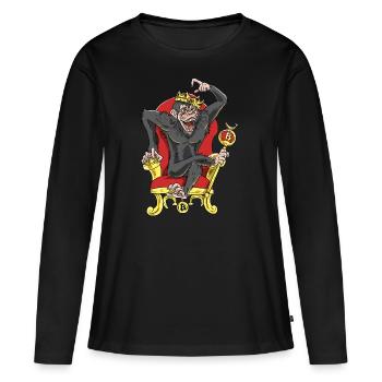 Bitcoin Monkey King - Beta Edition - Frauen Premium Bio Langarmshirt - Schwarz - Vorne - Julia (174cm)