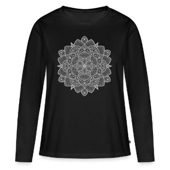 Mandala (blanc) - T-shirt manches longues Premium bio Femme - noir - Devant - Julia (174cm)