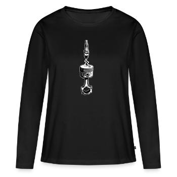 Spark & Piston - Women's Premium Organic Long Sleeve Shirt - black - Front - Julia (174cm)
