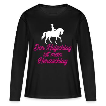 Hoof beat is my heartbeat - horse shirt - Women's Premium Organic Long Sleeve Shirt - black - Front - Julia (174cm)