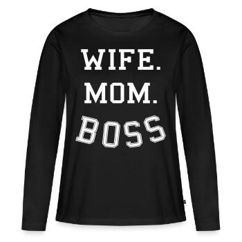 Wife mother boss - wife mom boss - Women's Premium Organic Long Sleeve Shirt - black - Front - Julia (174cm)