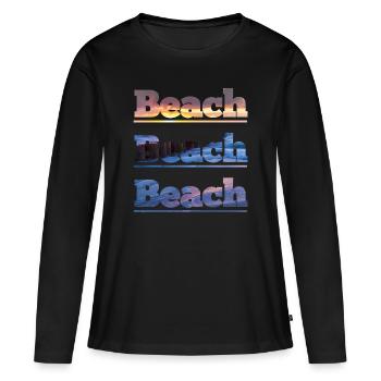 Beach Beach Beach - T-shirt manches longues Premium bio Femme - noir - Devant - Julia (174cm)