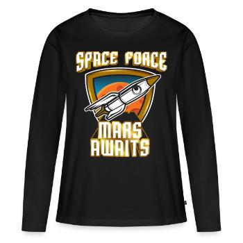 US Space Force Vintage Art Colonize Conquer Mars - Women's Premium Organic Long Sleeve Shirt - black - Front - Julia (174cm)