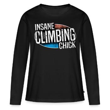 insane climbing chick - Frauen Premium Bio Langarmshirt - Schwarz - Vorne - Julia (174cm)
