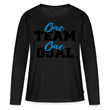Objectif de travail d'équipe Sport Objectif d'équipe - T-shirt manches longues Premium bio Femme - noir - Devant - Julia (174cm)
