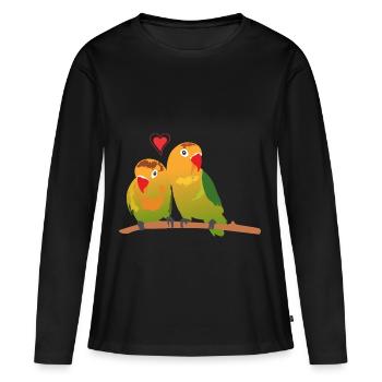 Inséparables sur une branche - T-shirt manches longues Premium bio Femme - noir - Devant - Julia (174cm)