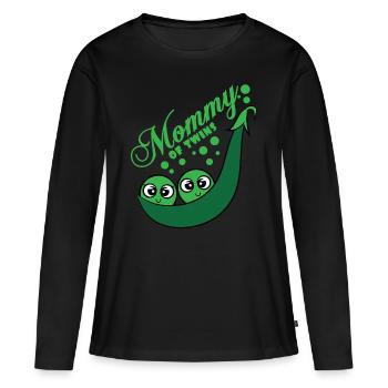 Twins Bébé Bébé Enceinte Parents Twins - T-shirt manches longues Premium bio Femme - noir - Devant - Julia (174cm)