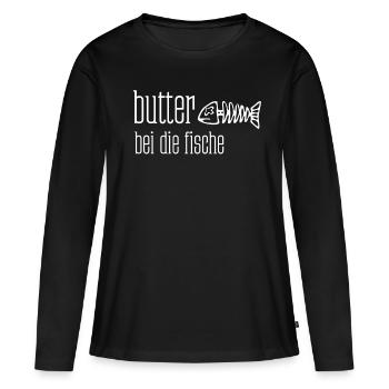 Beurre avec le poisson arête de poisson - T-shirt manches longues Premium bio Femme - noir - Devant - Julia (174cm)