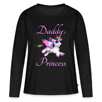 Daddy's Princess Papas Princess Unicorn Design - Women's Premium Organic Long Sleeve Shirt - black - Front - Julia (174cm)