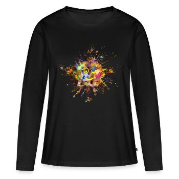 couleur taches - T-shirt manches longues Premium bio Femme - noir - Devant - Julia (174cm)