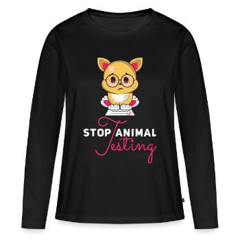 Arrêtez les tests sur les animaux: arrêtez le cadeau des essais sur les animaux - T-shirt manches longues Premium bio Femme - noir - Devant - Julia (174cm)