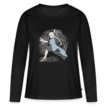 Tai chi kung fu fille - T-shirt manches longues Premium bio Femme - noir - Devant - Julia (174cm)