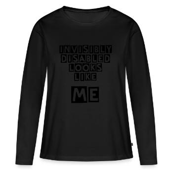 Invisiblement désactivé - T-shirt manches longues Premium bio Femme - noir - Devant - Julia (174cm)