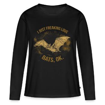 Fledermaus - Frauen Premium Bio Langarmshirt - Schwarz - Vorne - Julia (174cm)