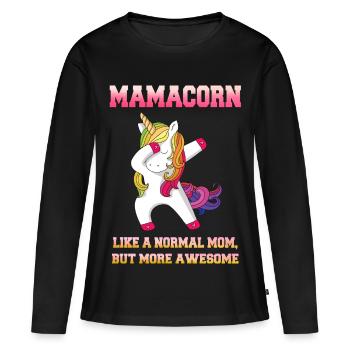 Mamacorn - Frauen Premium Bio Langarmshirt - Schwarz - Vorne - Julia (174cm)