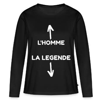Homme la Légende Illustration Minimaliste - T-shirt manches longues Premium bio Femme - noir - Devant - Julia (174cm)