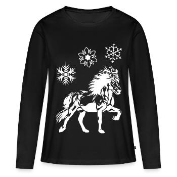 Noble cheval islandais Tölt cristaux de glace dames filles - T-shirt manches longues Premium bio Femme - noir - Devant - Julia (174cm)