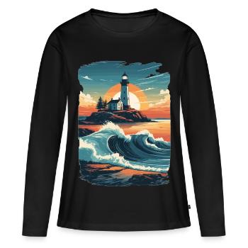 Phare - T-shirt manches longues Premium bio Femme - noir - Devant - Julia (174cm)