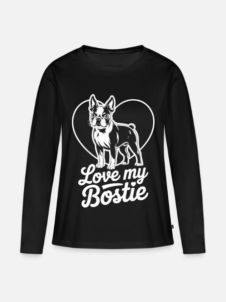 Love My Bostie - Frauen Premium Bio Langarmshirt - Schwarz