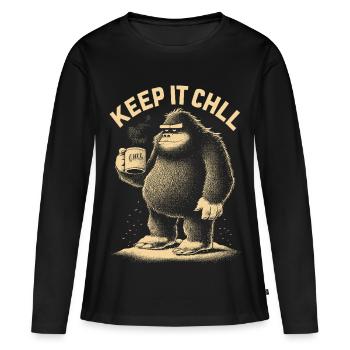 Restez détendu - T-shirt manches longues Premium bio Femme - noir - Devant - Julia (174cm)