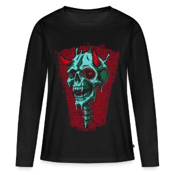 Turquoise Skull with Horns - Women's Premium Organic Long Sleeve Shirt - black - Front - Julia (174cm)