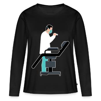 Zahnarzt Behandlung Comic Cartoon - Frauen Premium Bio Langarmshirt - Schwarz - Vorne - Julia (174cm)