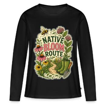 NATIVE BLOOM ROUTE - Women's Premium Organic Long Sleeve Shirt - black - Front - Julia (174cm)