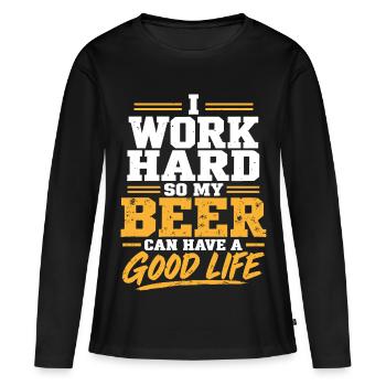 Motif de bière de jardin de bière Design de bière - T-shirt manches longues Premium bio Femme - noir - Devant - Julia (174cm)