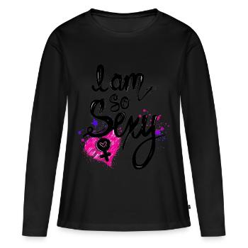 Je suis tellement sexy - T-shirt manches longues Premium bio Femme - noir - Devant - Julia (174cm)