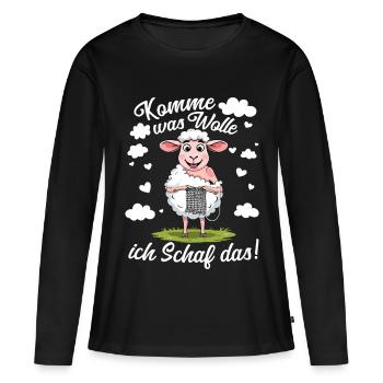 Wolle Häkeln Hobby Nähen Strickerin Stricken - Frauen Premium Bio Langarmshirt - Schwarz - Vorne - Julia (174cm)