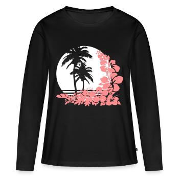 Palm Sunset - T-shirt manches longues Premium bio Femme - noir - Devant - Julia (174cm)