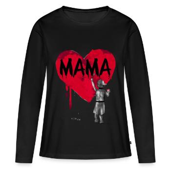 Maman fils - T-shirt manches longues Premium bio Femme - noir - Devant - Julia (174cm)