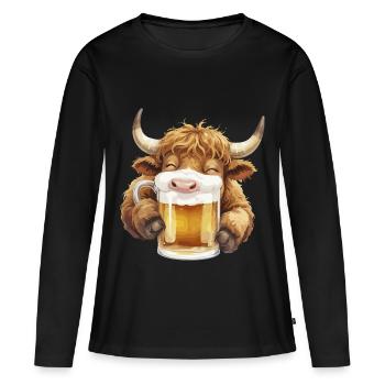 Vache, Bière, Chemise Traditionnelle, Costumes Traditionnels - T-shirt manches longues Premium bio Femme - noir - Devant - Julia (174cm)