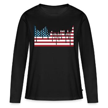 USA-FLAGGE T-Shirts - Frauen Premium Bio Langarmshirt - Schwarz - Vorne - Julia (174cm)
