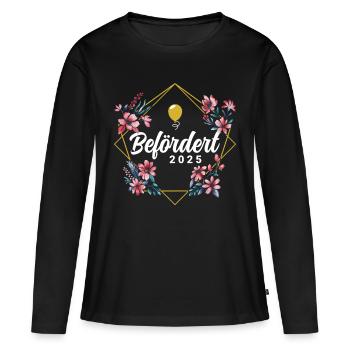 Befördert 2025 - Frauen Premium Bio Langarmshirt - Schwarz - Vorne - Julia (174cm)