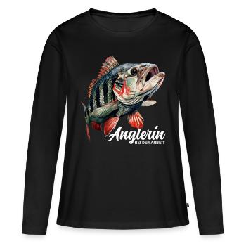Anglerin - Frauen Premium Bio Langarmshirt - Schwarz - Vorne - Julia (174cm)