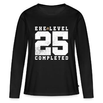 Mariage Niveau 25 Terminé - T-shirt manches longues Premium bio Femme - noir - Devant - Julia (174cm)