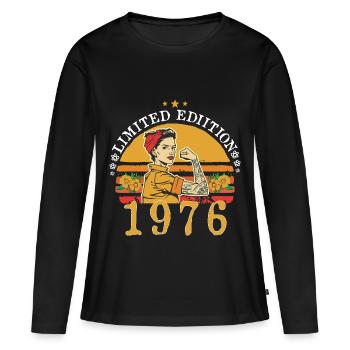 1976 Anniversary 1976 vintage - Women's Premium Organic Long Sleeve Shirt - black - Front - Julia (174cm)