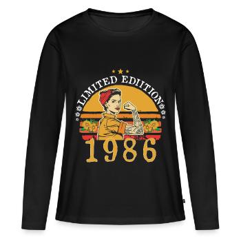 1986 Jahrgang Jahrgang 1986 Jahrgang Geburtstagsgeschenk - Frauen Premium Bio Langarmshirt - Schwarz - Vorne - Julia (174cm)