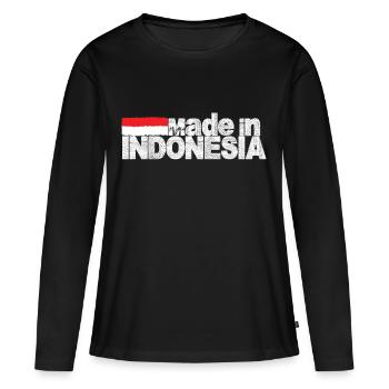 Indonésie - T-shirt manches longues Premium bio Femme - noir - Devant - Julia (174cm)