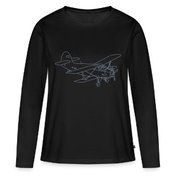 Biplan (avion) - T-shirt manches longues Premium bio Femme - noir - Devant - Julia (174cm)