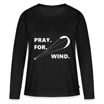 Pray For Wind Kitesurfing Kiteboarding - Frauen Premium Bio Langarmshirt - Schwarz - Vorne - Julia (174cm)