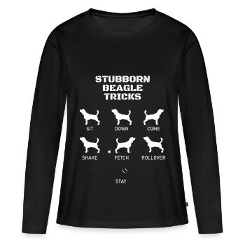 Cadeau drôle de Beagle pour les amateurs de Beagle astuce obstinée - T-shirt manches longues Premium bio Femme - noir - Devant - Julia (174cm)
