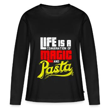 Pasta - Frauen Premium Bio Langarmshirt - Schwarz - Vorne - Julia (174cm)