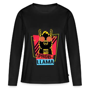 Lama Drame Cracher Alpagas Llama Andes Cadeau Zoo - T-shirt manches longues Premium bio Femme - noir - Devant - Julia (174cm)