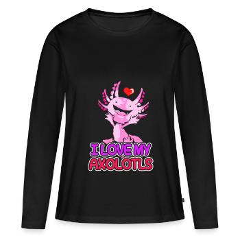 Axolotl Reptile Salamandre Aquarium Kawaii Lurch - T-shirt manches longues Premium bio Femme - noir - Devant - Julia (174cm)