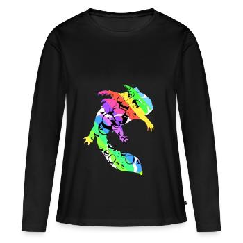 Axolotl Reptile Salamandre Aquarium Kawaii Lurch - T-shirt manches longues Premium bio Femme - noir - Devant - Julia (174cm)