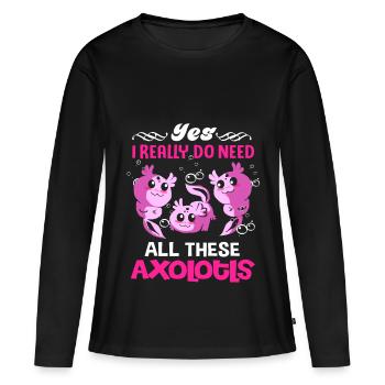 Axolotl Reptile Salamandre Aquarium Kawaii Lurch - T-shirt manches longues Premium bio Femme - noir - Devant - Julia (174cm)