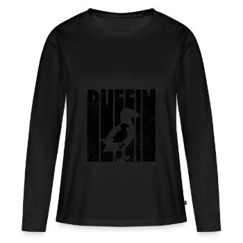 Puffin Island Papagei Taucher Vogel Nord Geschenk - Frauen Premium Bio Langarmshirt - Schwarz - Vorne - Julia (174cm)